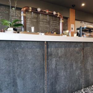 Revestimientos pizarra gris.