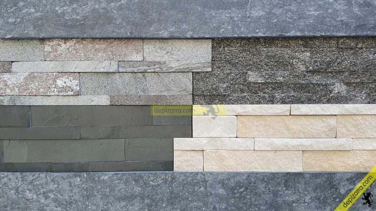 Pizarra natural lisa gris y paneles premontados de piedra natural.